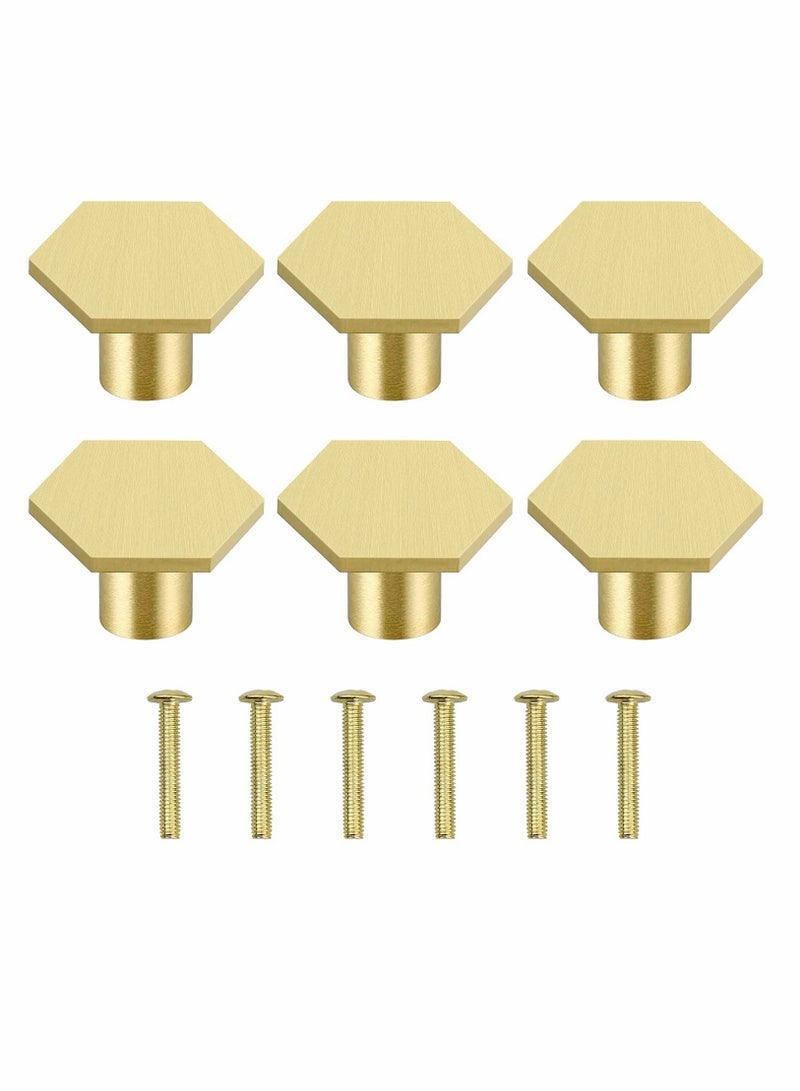 Cabinet Knobs Gold Drawer Knobs Solid Brass Cupboard Knobs with 6 Screws for Drawer, Wardrobe, Cabinets, Doors, Decoration （6Pcs ） - Image 1